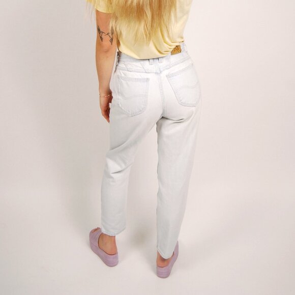 Y2K Tapered Leg Jeans (26) blue denim vintage light wash high waisted - Picture 3 of 10